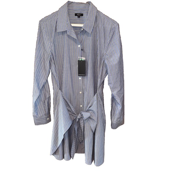 Rails Dresses & Skirts - NWT Rails Nadia Button Up Wrap Mini Dress in Brentwood blue Stripe Size Medium